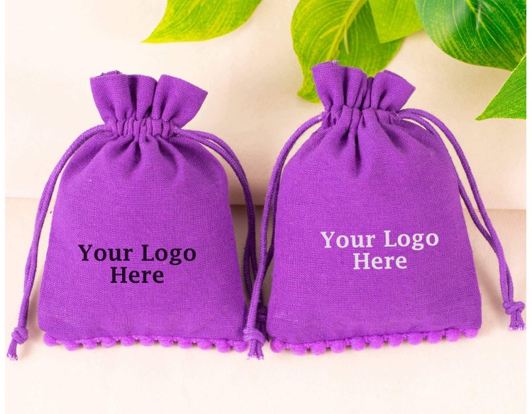 Bagwalas Custom Drawstring Jewelry Packaging Pouch, Personalized Logo Print Bags (Pack Of 100, Designer)