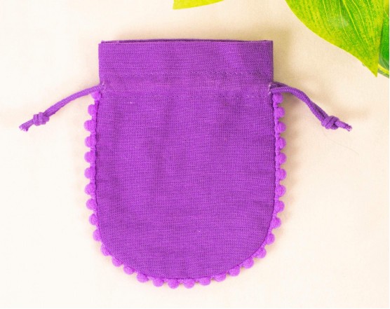 Purple Designer  Jewelry Pouch, Wedding Favor Bag, Cotton Drawstring Pouch (Pack of 100, BG137)