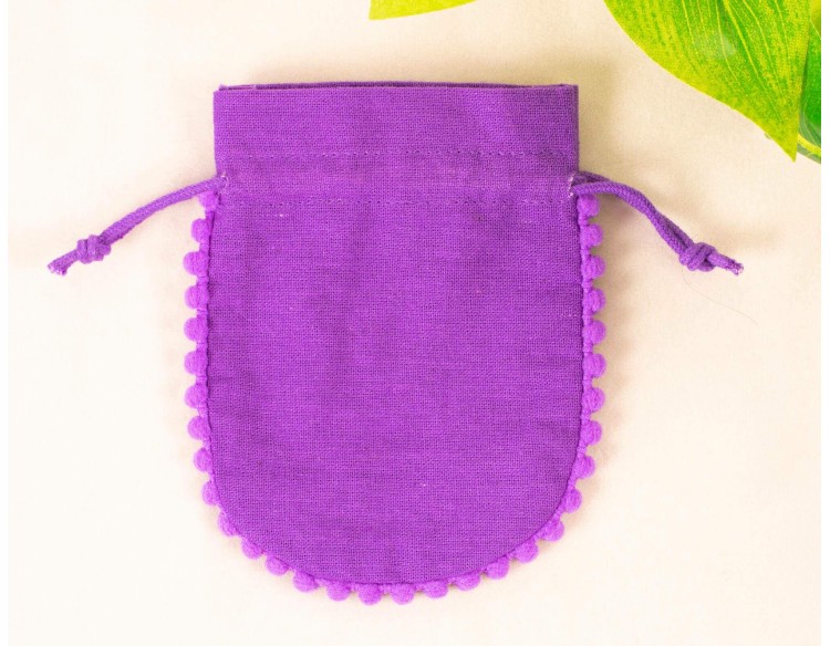 Purple Designer  Jewelry Pouch, Wedding Favor Bag, Cotton Drawstring Pouch (Pack of 100, BG137)