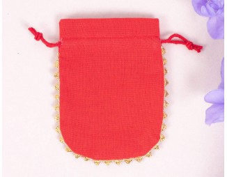 Bagwalas Designer Red Custom Drawstring Pouch, Jewelry Packaging Bag, Custom Favor Bags (Pack Of 100)