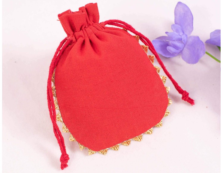 Bagwalas Designer Red Custom Drawstring Pouch, Jewelry Packaging Bag, Custom Favor Bags (Pack Of 100)