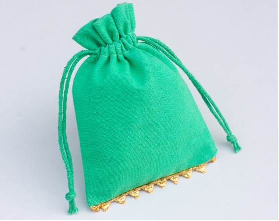 100 Sea Green Cotton Drawstring Jewelry Packaging Pouch, Wedding Favor Bags (BG147)
