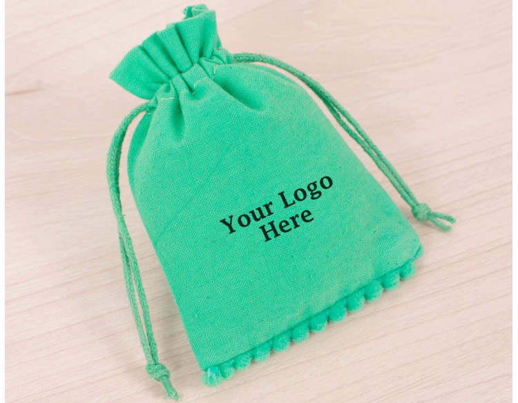 100 Sea Green Custom Drawstring Pouch for Jewelry Packaging, Personalized Jewelry Bags & Pouches, Brand Logo Print
