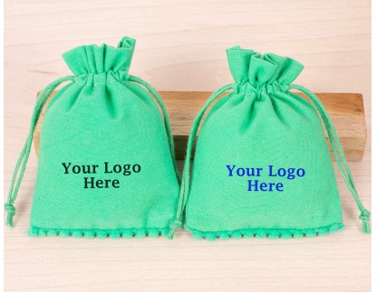 100 Sea Green Custom Drawstring Pouch for Jewelry Packaging, Personalized Jewelry Bags & Pouches, Brand Logo Print