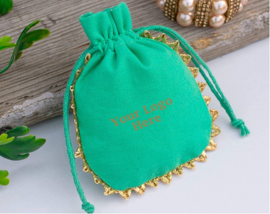 100 Sea Green Designer Jewelry Packaging Pouch, Custom Wedding Favor Bags (Designer, BG148)