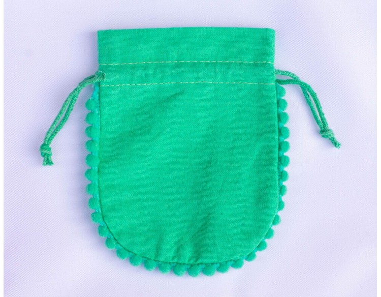 Designer Green Custom Drawstring Pouches For Jewelry Packaging (BG139, Cotton, Pack Of 100)