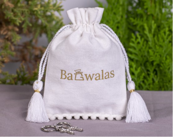 White Drawstring Pouch with Tassel, Jewelry Pouch Personalize Drawstring Bag With Logo
