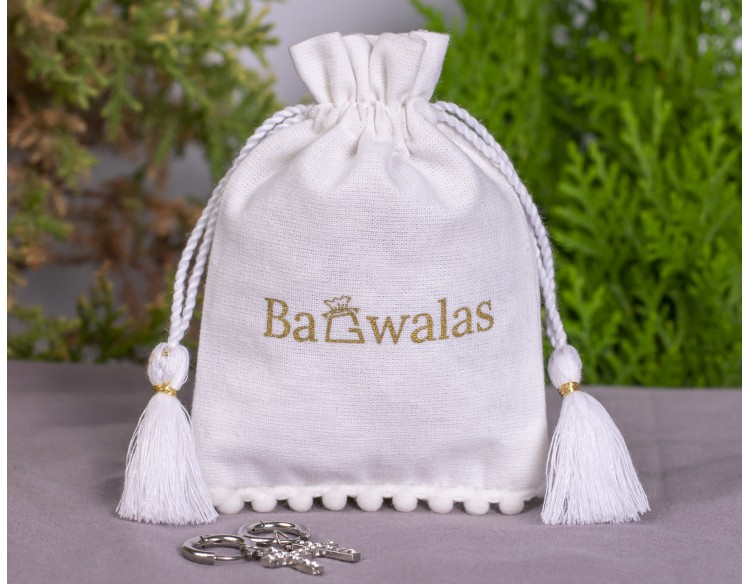 White Drawstring Pouch with Tassel, Jewelry Pouch Personalize Drawstring Bag With Logo