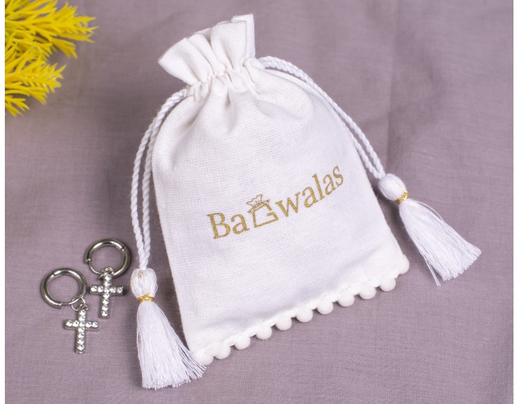 White Drawstring Pouch with Tassel, Jewelry Pouch Personalize Drawstring Bag With Logo