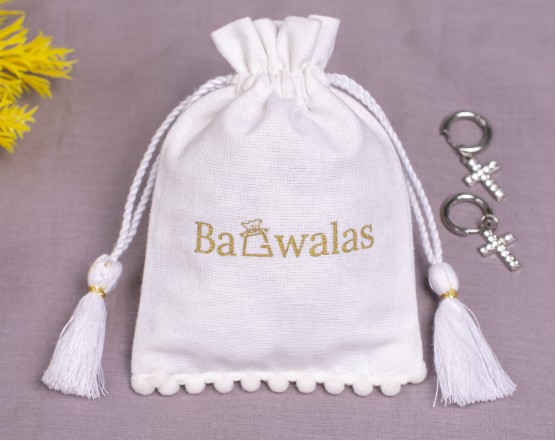 White Drawstring Pouch with Tassel, Jewelry Pouch Personalize Drawstring Bag With Logo