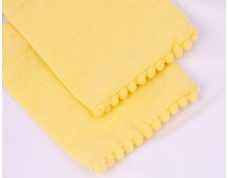 Yellow Bottom PomPom Cotton Drawstring Pouch For Jewelry Packaging With Custom Brand Logo Print