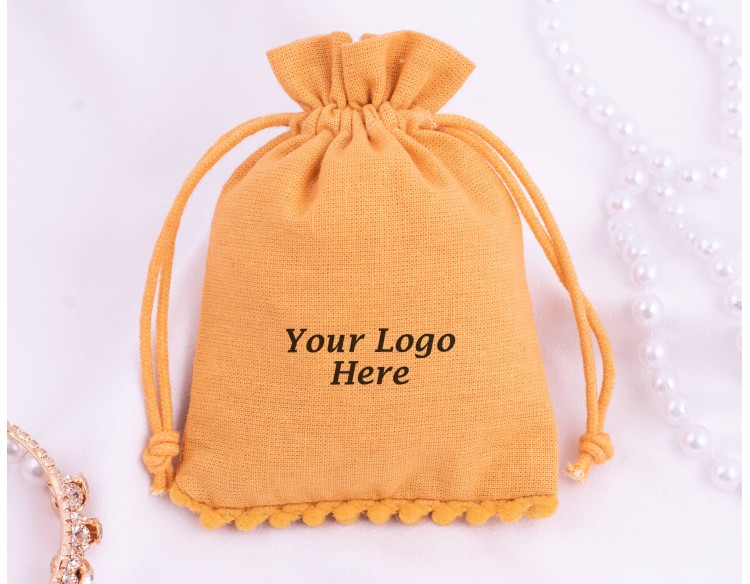 Set of 100  Yellow Personalized Jewelry Packaging Pouch (Yellow, BG162)