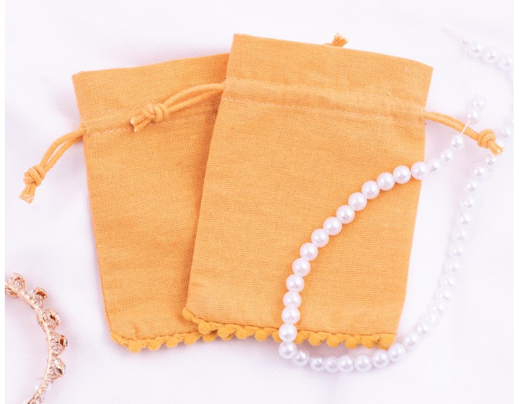 Set of 100  Yellow Personalized Jewelry Packaging Pouch (Yellow, BG162)