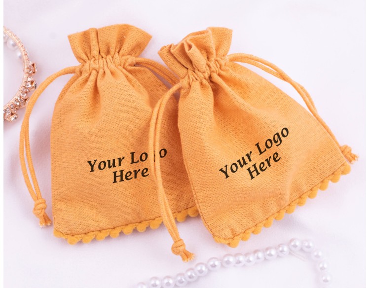 Set of 100  Yellow Personalized Jewelry Packaging Pouch (Yellow, BG162)