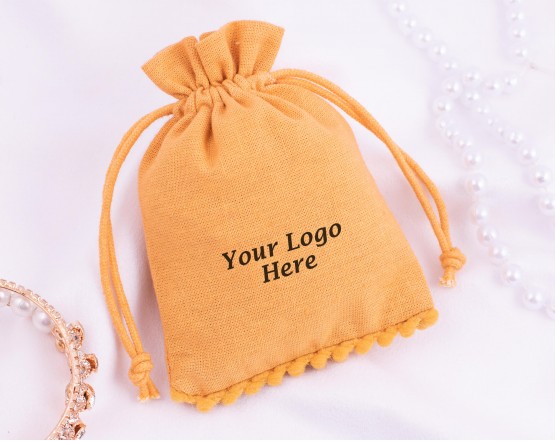 Set of 100  Yellow Personalized Jewelry Packaging Pouch (Yellow, BG162)