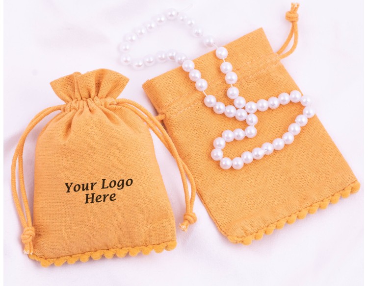 Set of 100  Yellow Personalized Jewelry Packaging Pouch (Yellow, BG162)