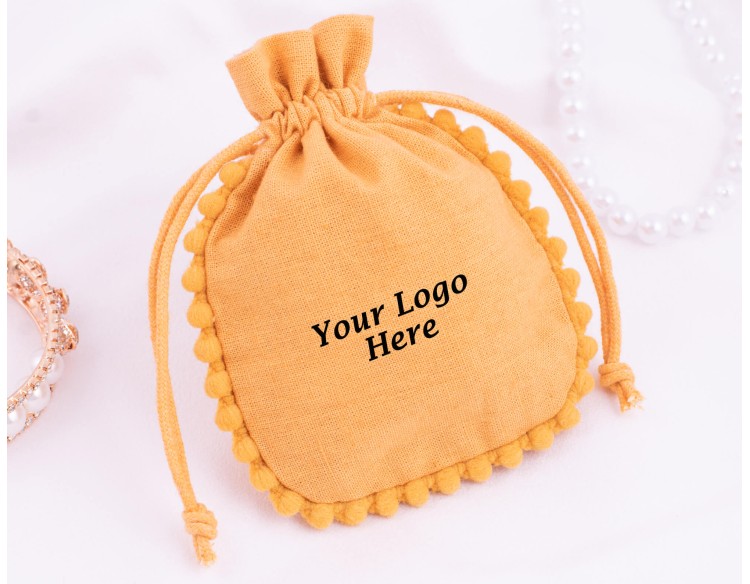 Set Of 100 Yellow Designer Cosmetic Drawstring Pouch, Wedding Favor Bags (Yellow, BG159)
