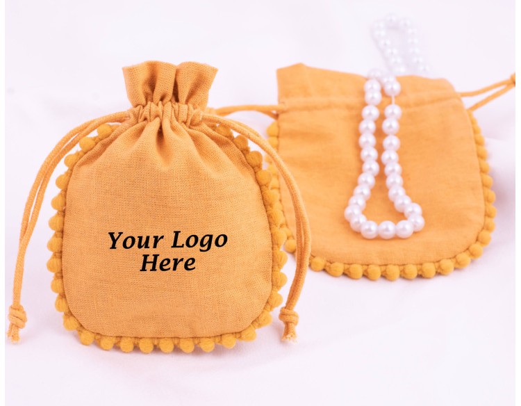 Set Of 100 Yellow Designer Cosmetic Drawstring Pouch, Wedding Favor Bags (Yellow, BG159)