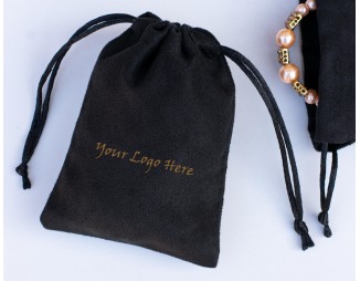 Pack Of 50 Black Suede Pouch, Custom Drawstring Bags, Custom Jewelry Bags for Packaging
